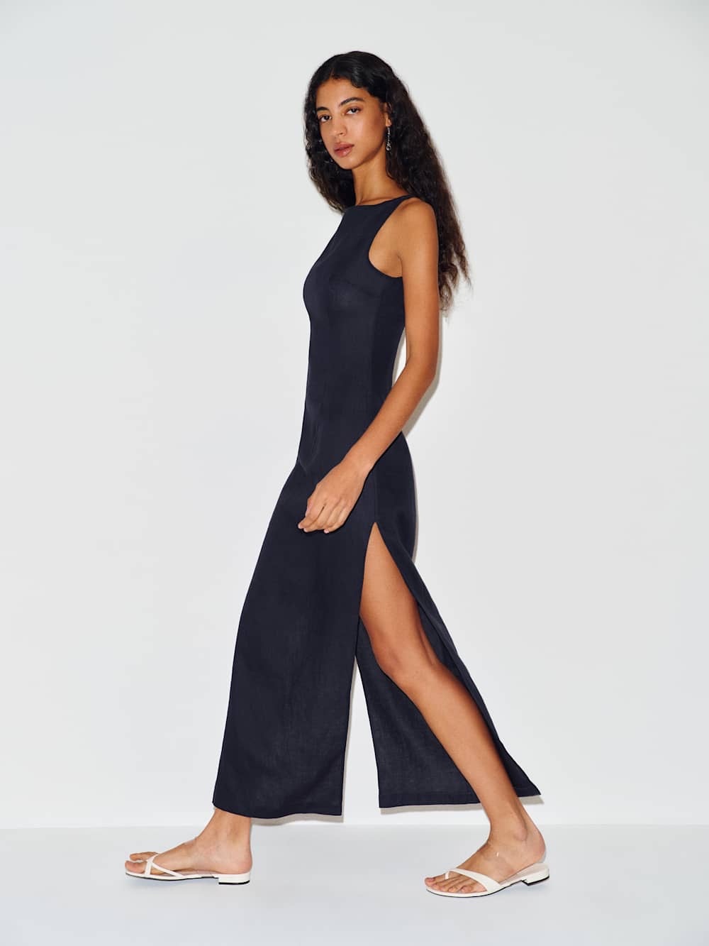 Reformation Alix Linen Dress In Midnight, NEW WITHOUT TAGS, NEVER WORN. - Picture 5 of 15